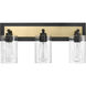 Gasol 3 Light 21 inch Matte Black/Vintage Brass Bathroom Vanity Light Wall Light